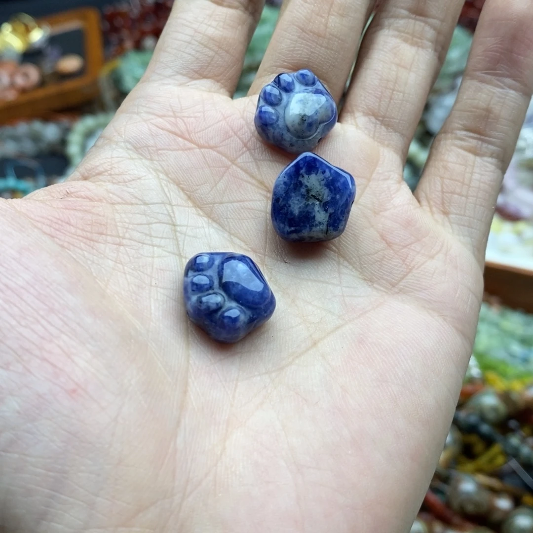 玛瑙/玉髓未镶嵌珠宝半成品一个天然16mm蓝纹石猫爪