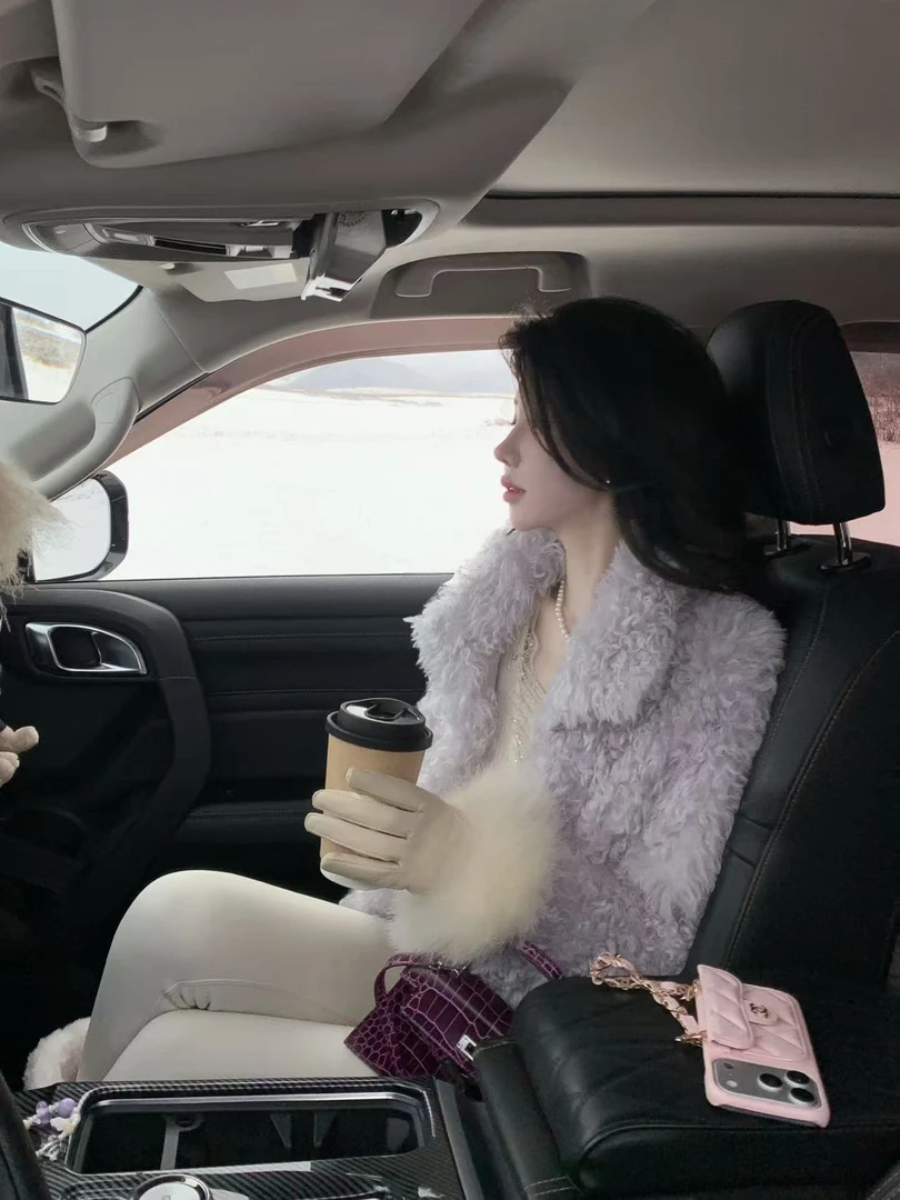 【雅乔定制】白雪紫罗兰 进口美杜莎绵羊皮毛一体外套DYDD-25070122