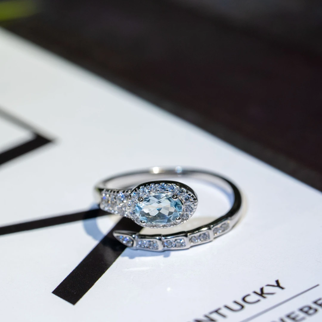 50228-DGZBCP20 海蓝宝蛇形戒指