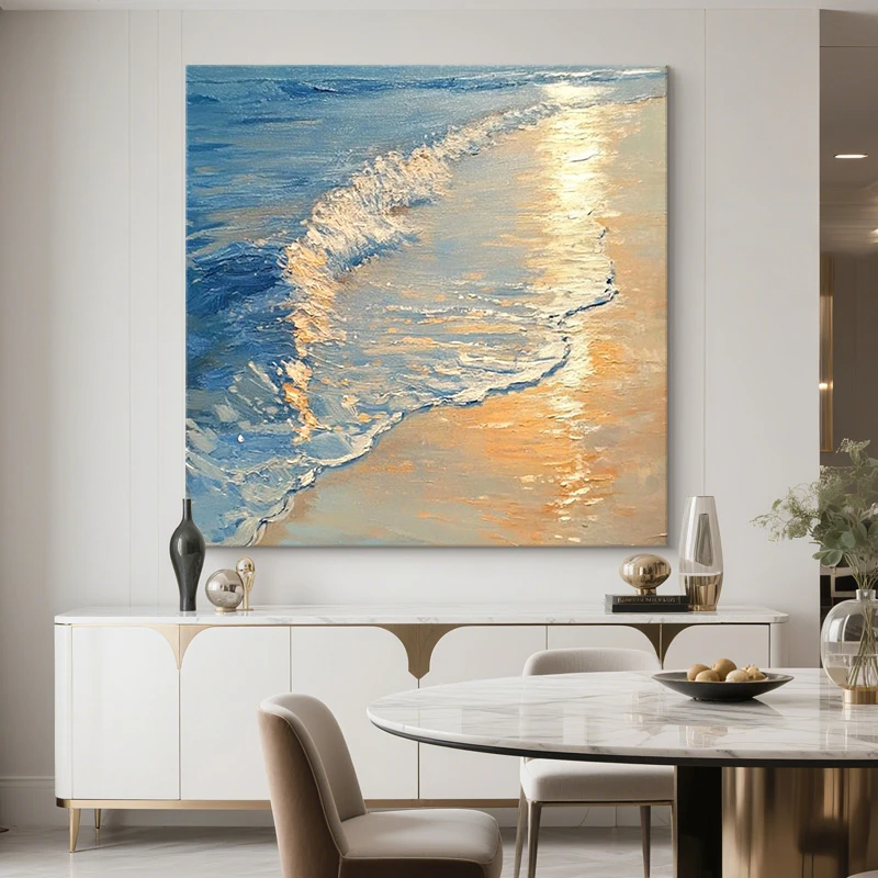 【浪语诗心】奶油风餐厅墙壁挂画2025新款日出海景客厅装饰画玄关画
