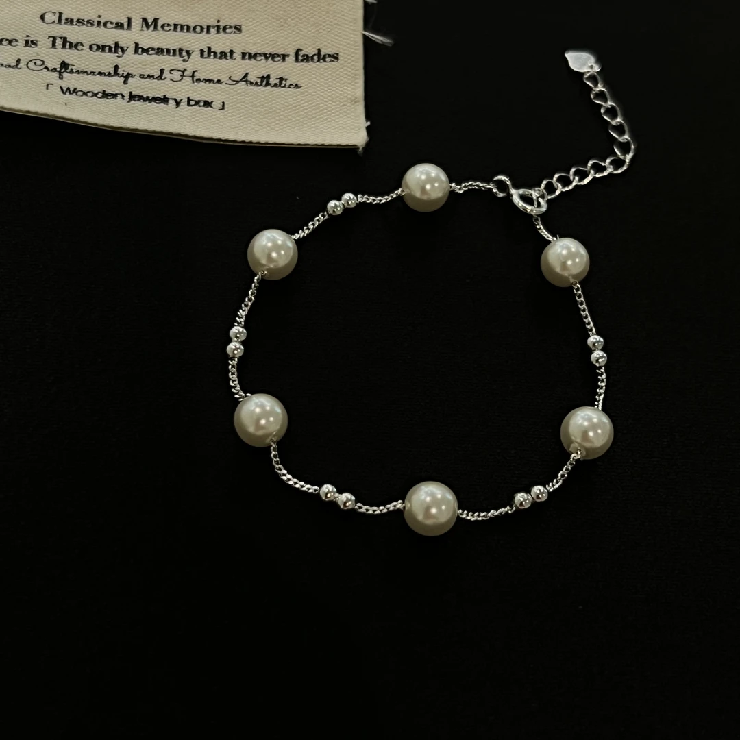 925银仿珍珠手链 时尚百搭温柔淑女小米珠手链