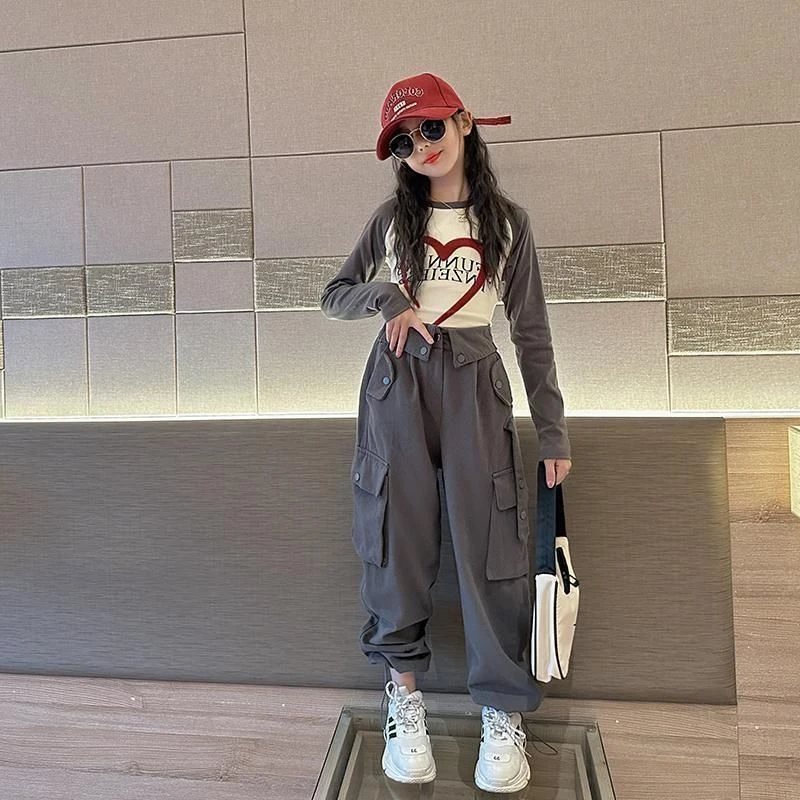 女童休闲工装裤春秋季2025新款秋季套装时髦洋气儿童炸街运动套装