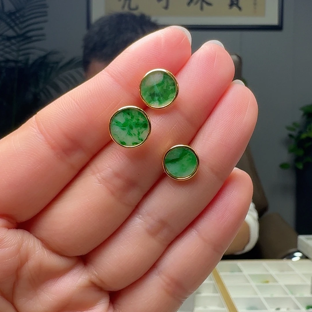 翡翠银S925镶嵌耳饰多样性发货其一大小不一微瑕