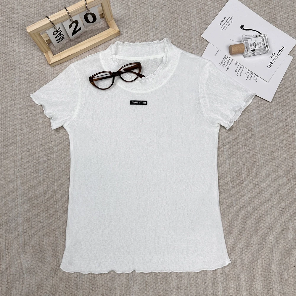 字母双层领休闲时尚潮流百搭圆领短袖T恤SS26147