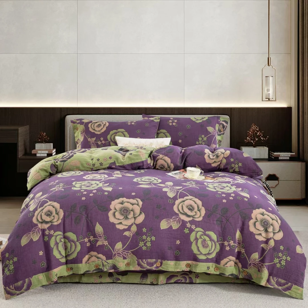 （紫气东来）200cm*230cm 高端双层纱纯棉柔软保暖可机洗秋冬被