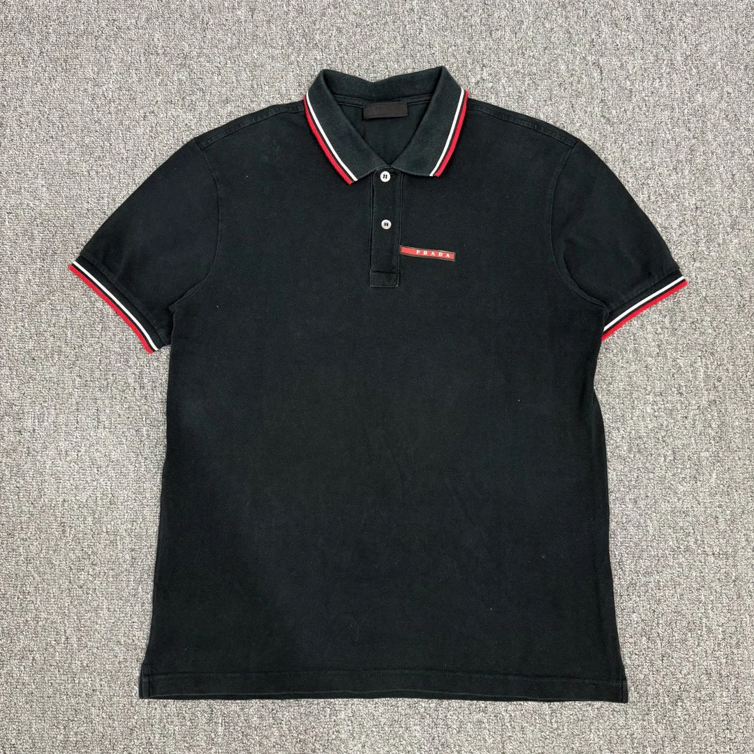 99新 Prada/普拉达 13426137 黑色胸前logo短袖Polo衫 L码99新