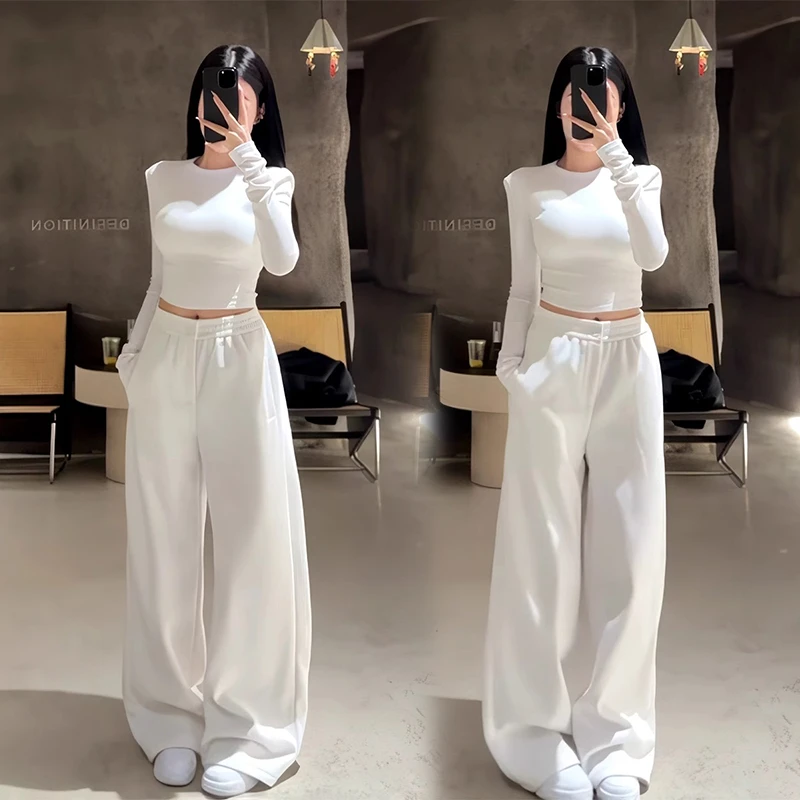 韩版运动套装女2025年春秋新款洋气长袖t恤阔腿裤休闲时尚两件套
