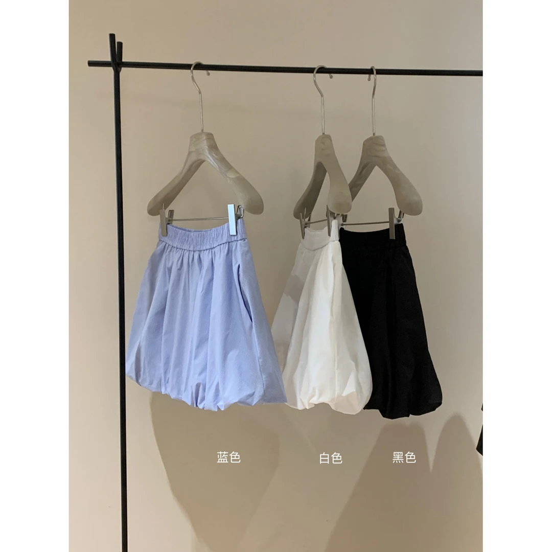 【原版布料】韩系花苞蓬蓬百搭小个子法式高级感蓝色灯笼显瘦白色