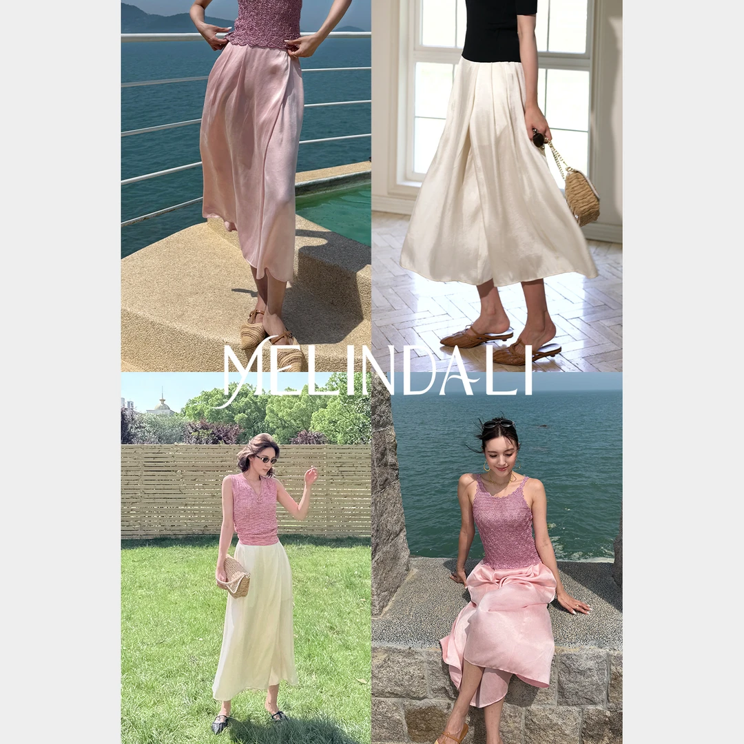 Melinda Li【奥黛丽 】精纺天丝错位分割不对称设计感高腰阔腿裙裤