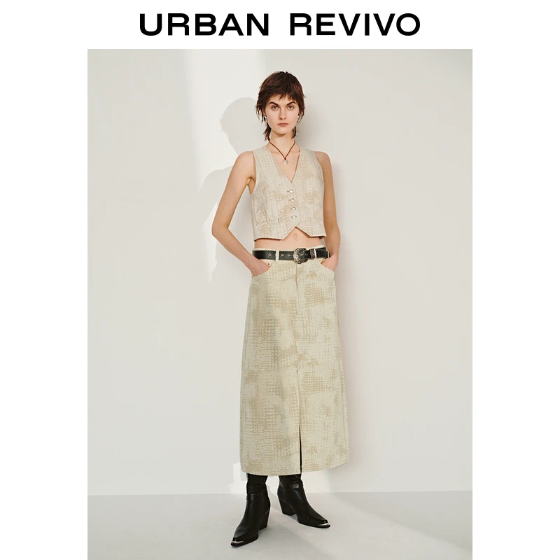 UR2025春季新款女装波嬉风休闲通勤无袖牛仔马甲UWH850027