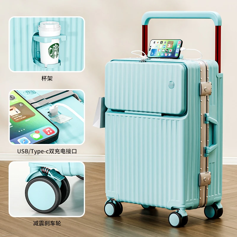 宽拉杆前置开口行李箱20寸大容量轻便可登机小型新款拉链旅行箱男