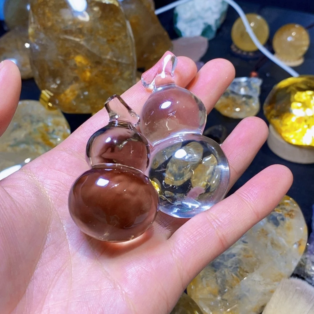 水晶天然巴西水晶葫芦未镶嵌西***合