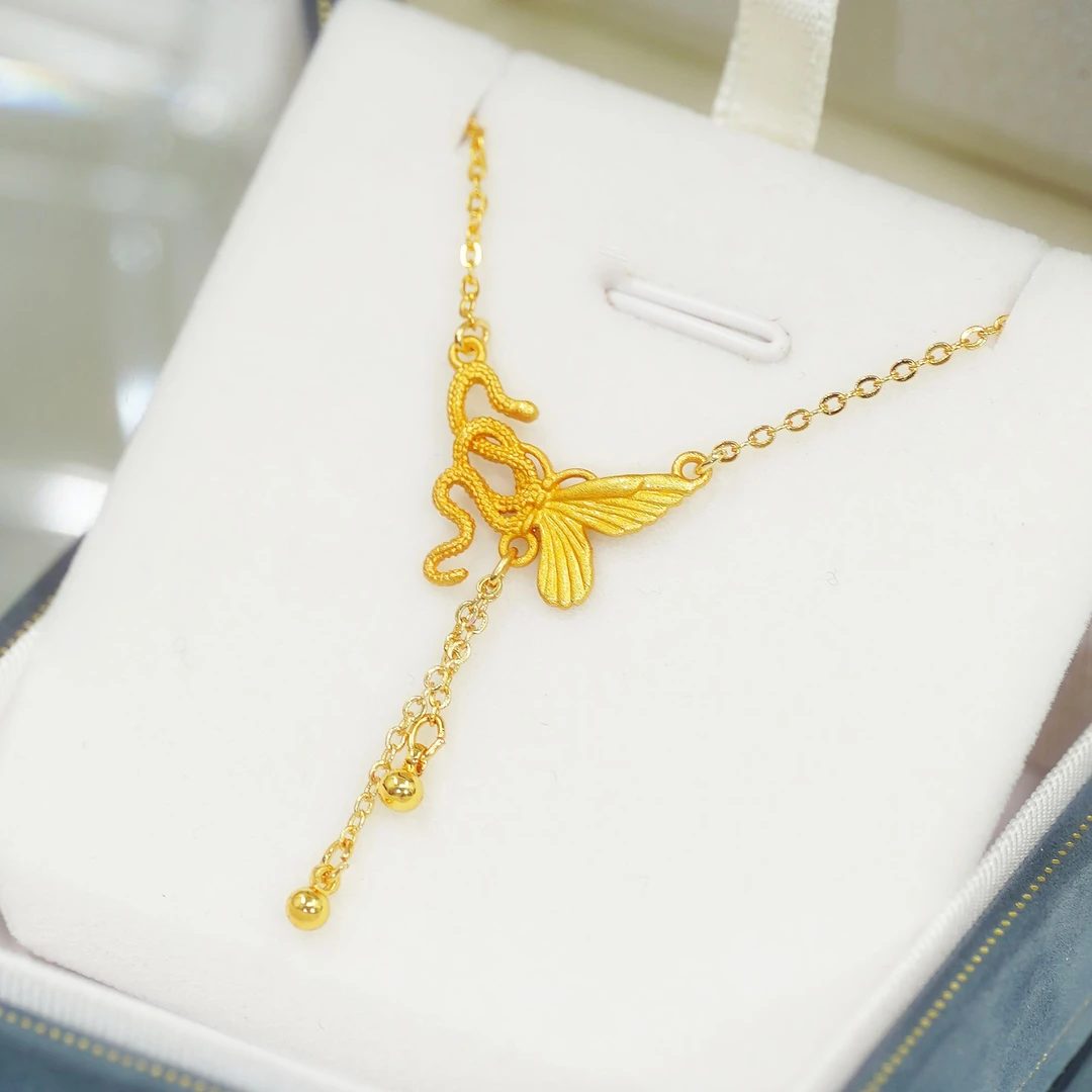 铜合金项链 灵蛇与蝶项链蝴蝶蛇年气质百搭轻奢小众精致时尚高级