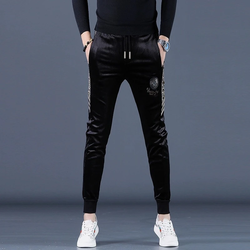 新款夏款运动裤高端透气休闲时尚男装冰丝束脚裤子轻奢痞帅男装