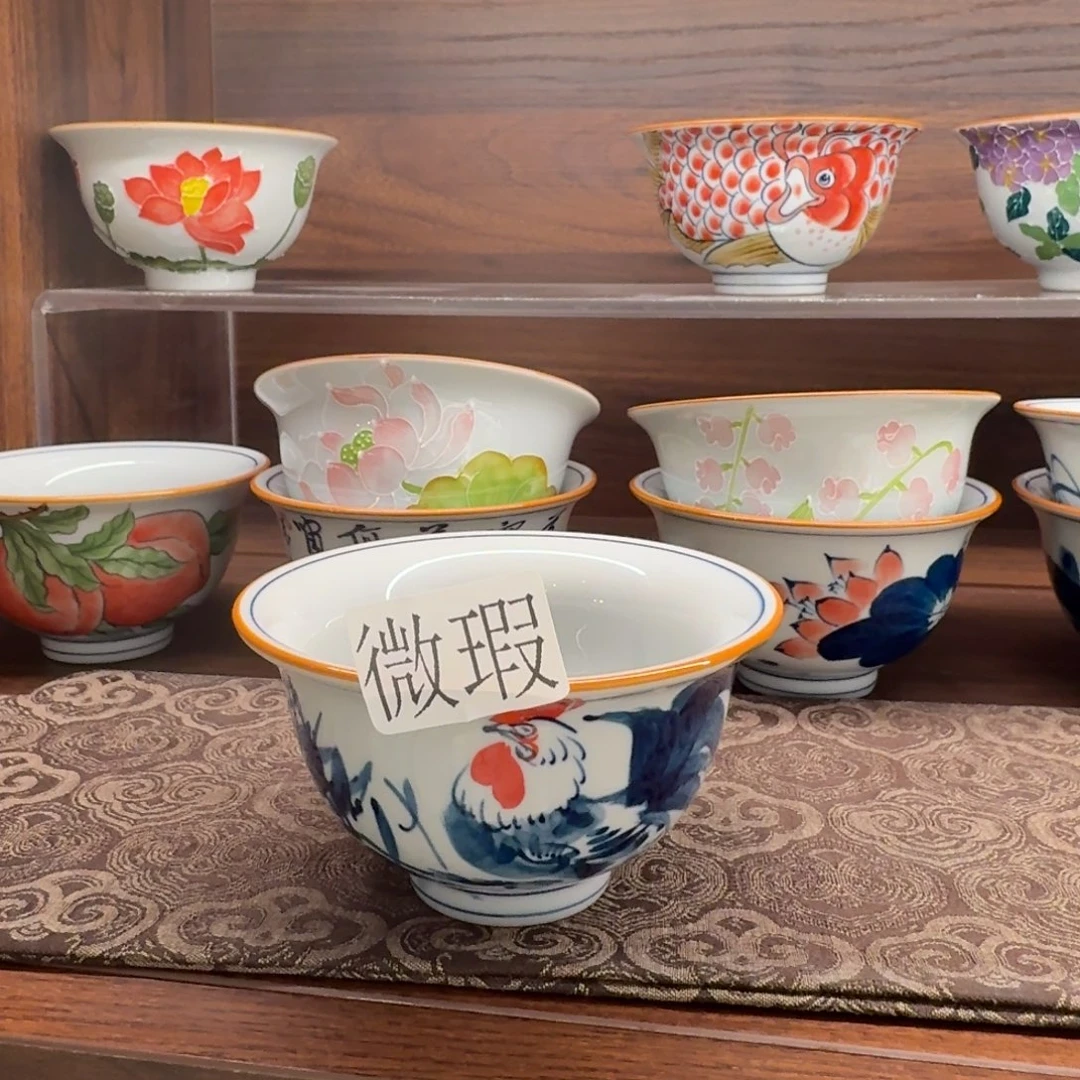 釉下手绘茶具微瑕