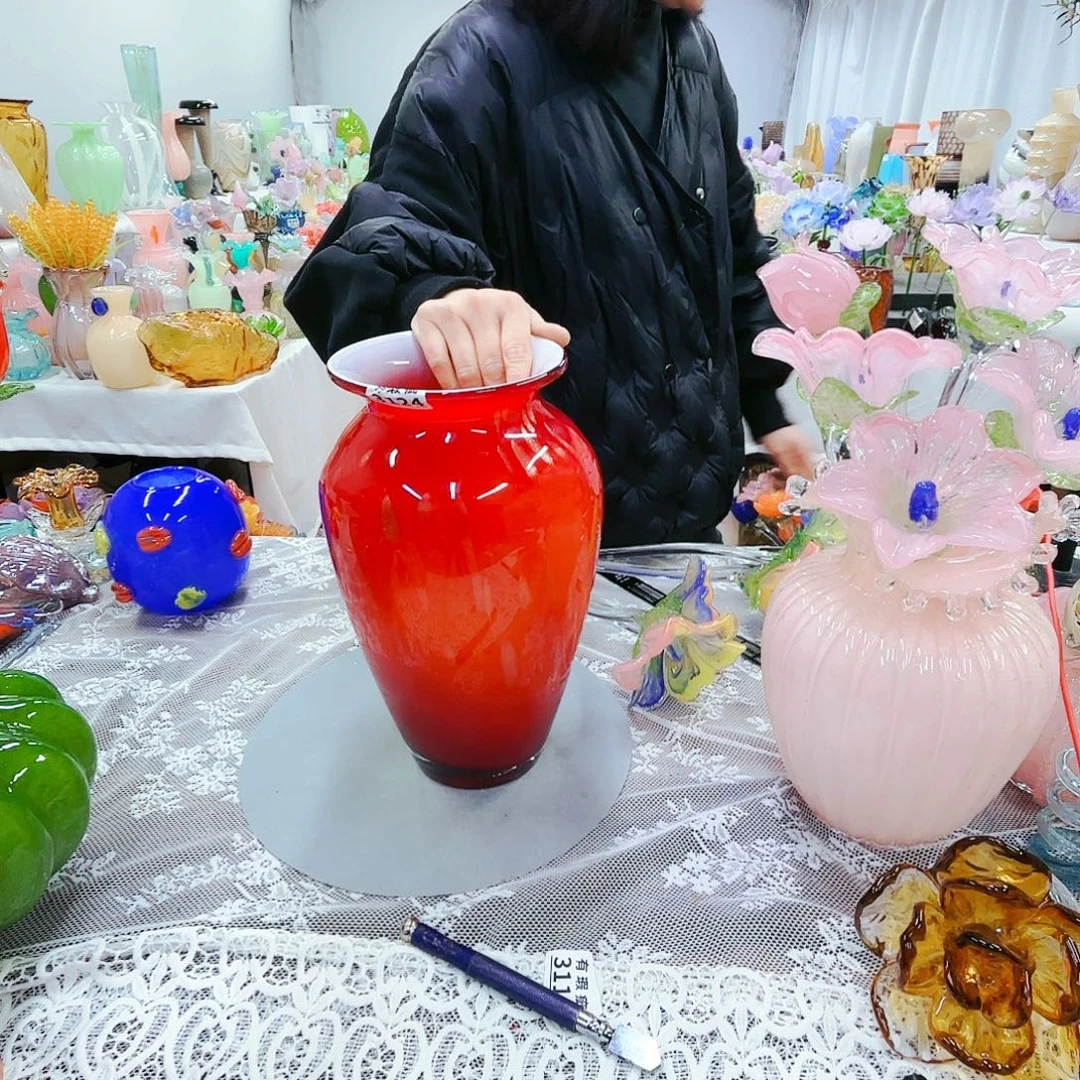 瑕疵福利不退不换琉璃花瓶艺术品