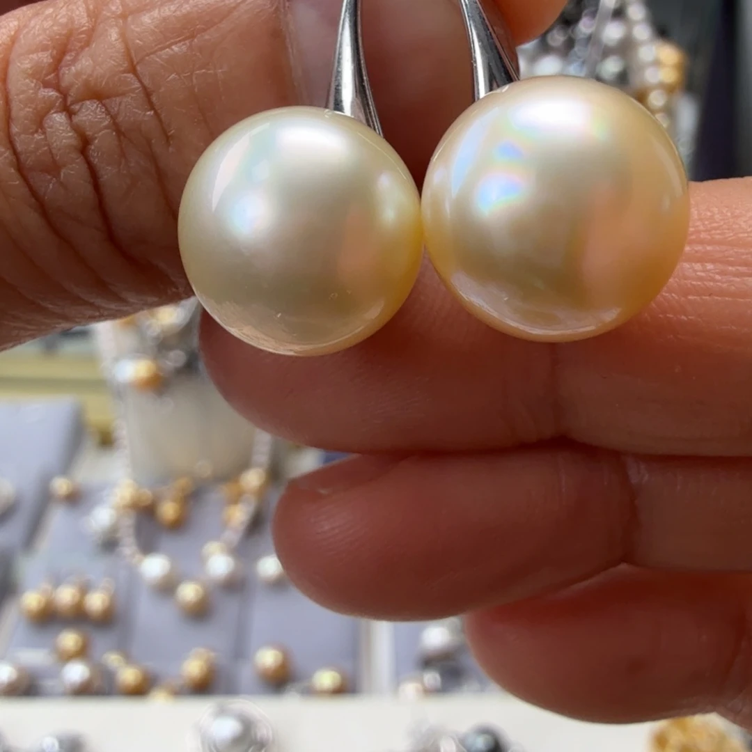 银S925镶嵌海水珍珠耳饰