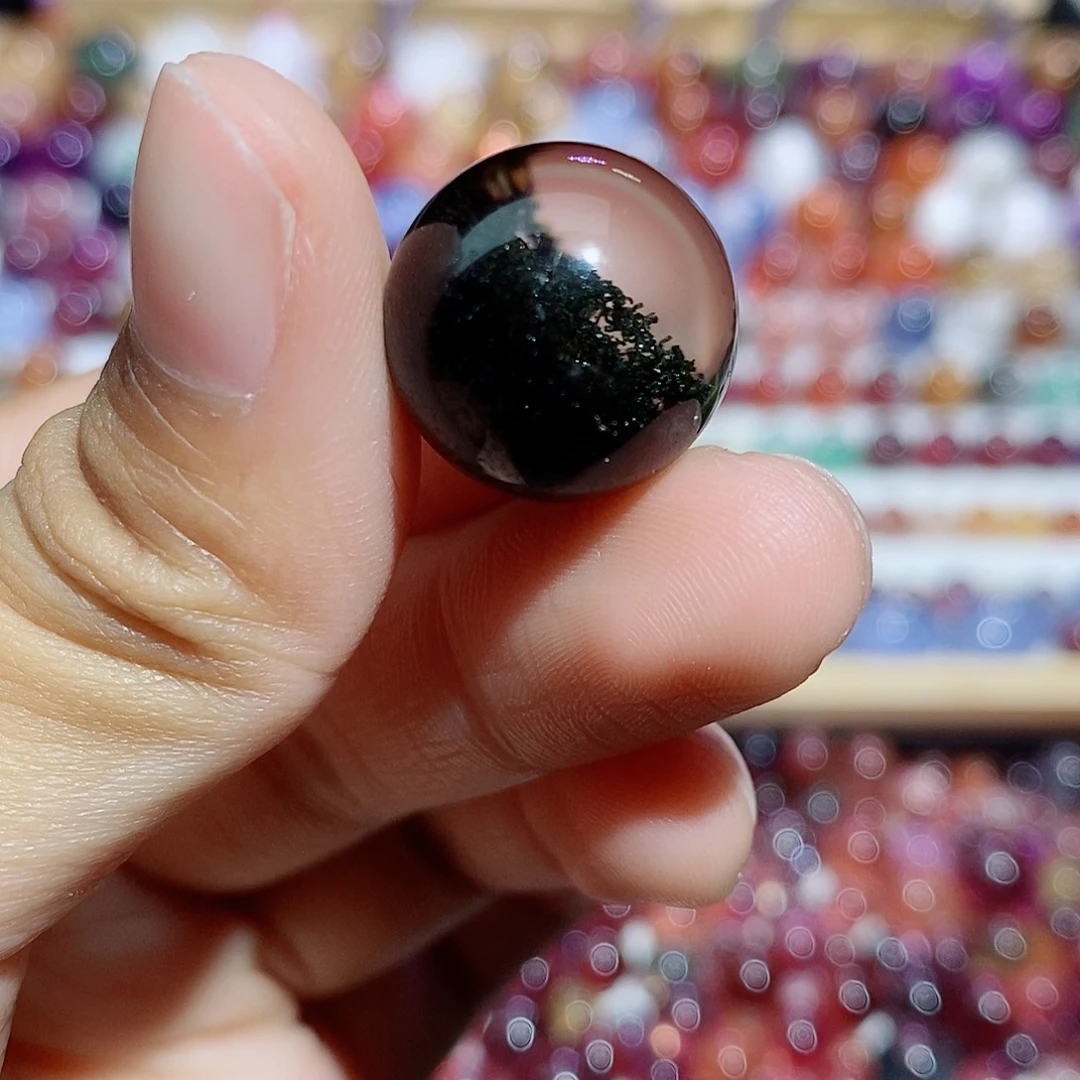 珠宝半成品水晶未镶嵌绿幽灵单珠17