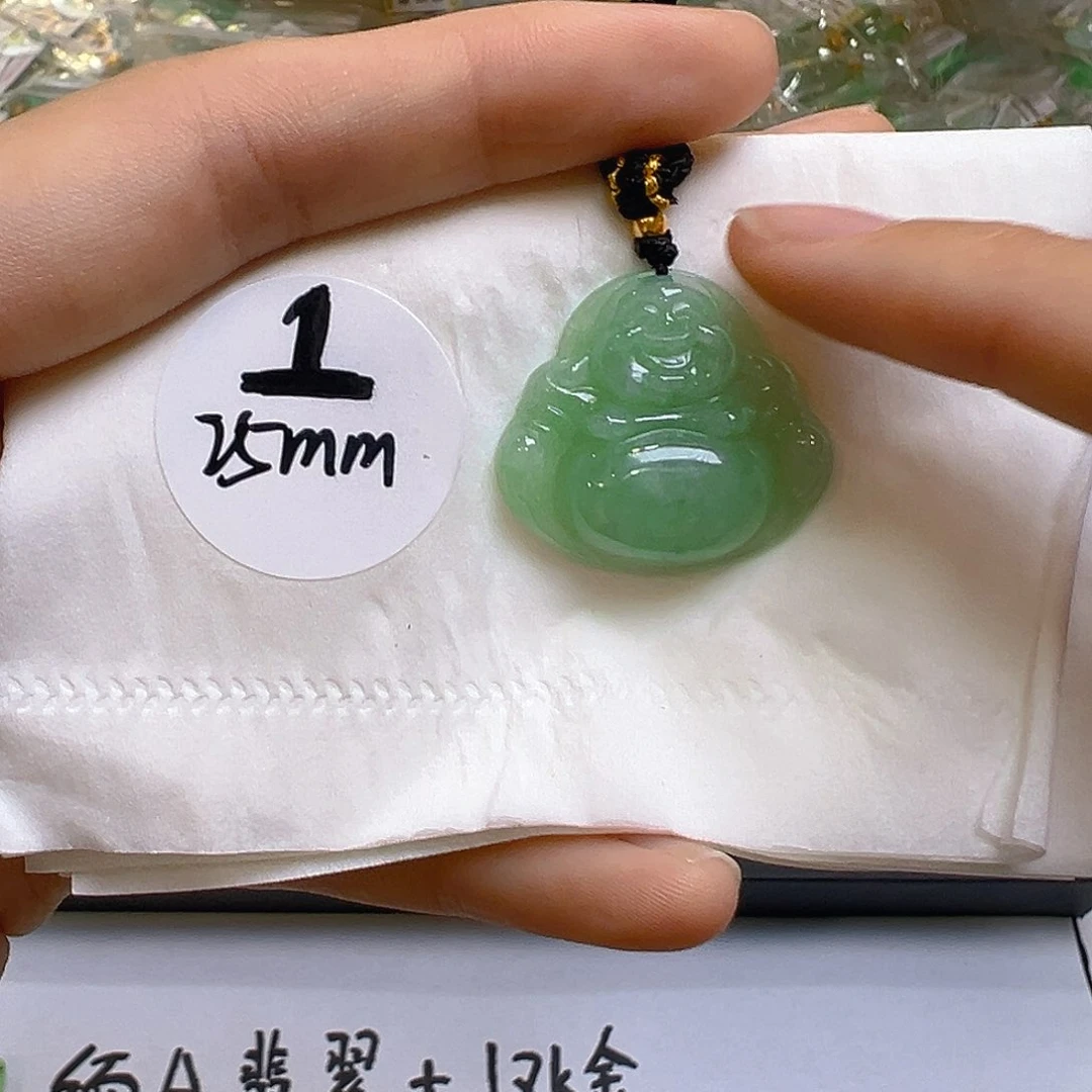 翡翠足金镶嵌吊坠(不含链)翡翠