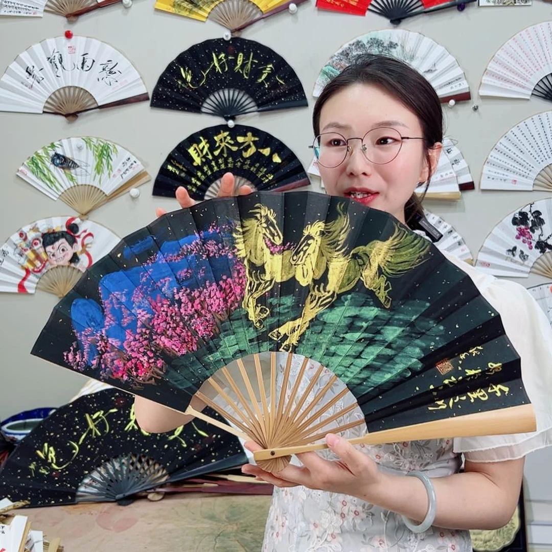 书法十寸玉竹-文玩扇-手写-粘好发出