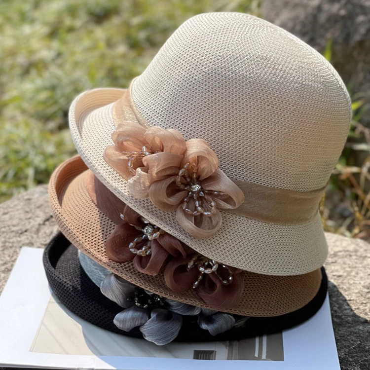 中老年人帽子女夏天遮阳薄款妈妈盆帽老人奶奶春秋透气防晒渔夫帽