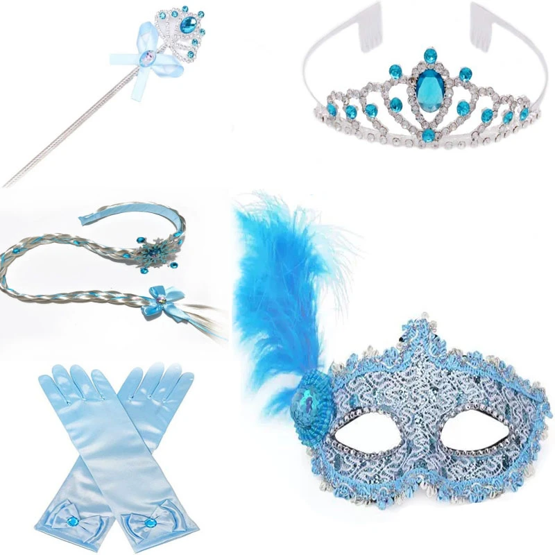 新灰姑娘-2025新款儿童魔法棒皇冠合金表演手套面具辫子套装玩具