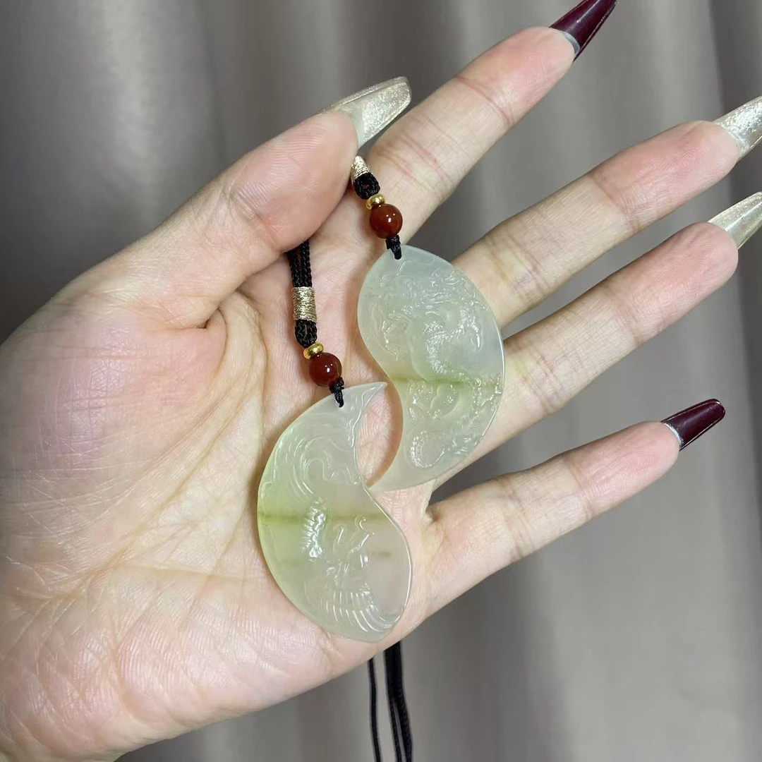 【情人节特惠】天然岫玉龙凤对牌天作之合