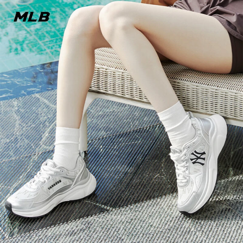 【流光风】MLB男女鞋情侣款运动鞋老花ny厚底休闲跑步鞋3ARNFSB4N