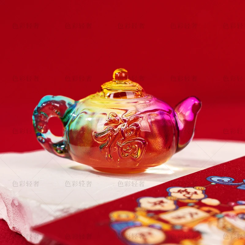L377 彩色茶壶礼品装饰麻将把把壶轻奢创意摆件家居装饰品礼品