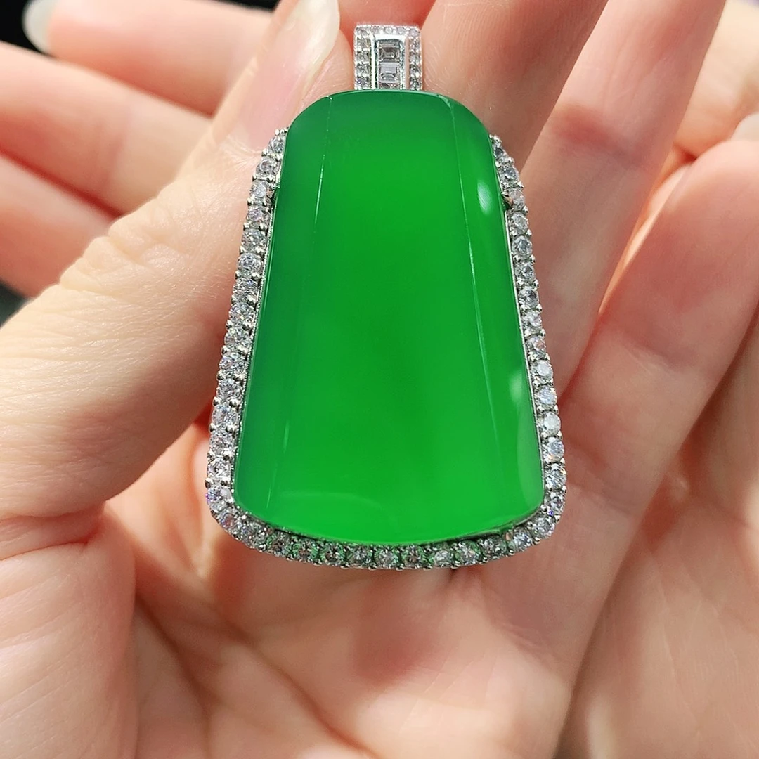 玛瑙/玉髓银S925镶嵌吊坠