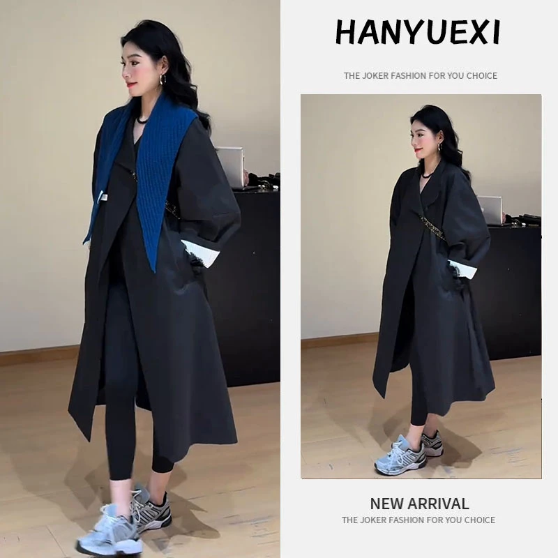 入秋穿搭一整套女装2025新款披肩复古中长款风衣外套鲨鱼裤三件套