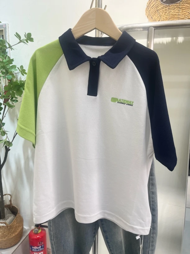 吸汗卡通动漫绣花POLO领短袖T恤拼色夏装夏季童装撞色男童