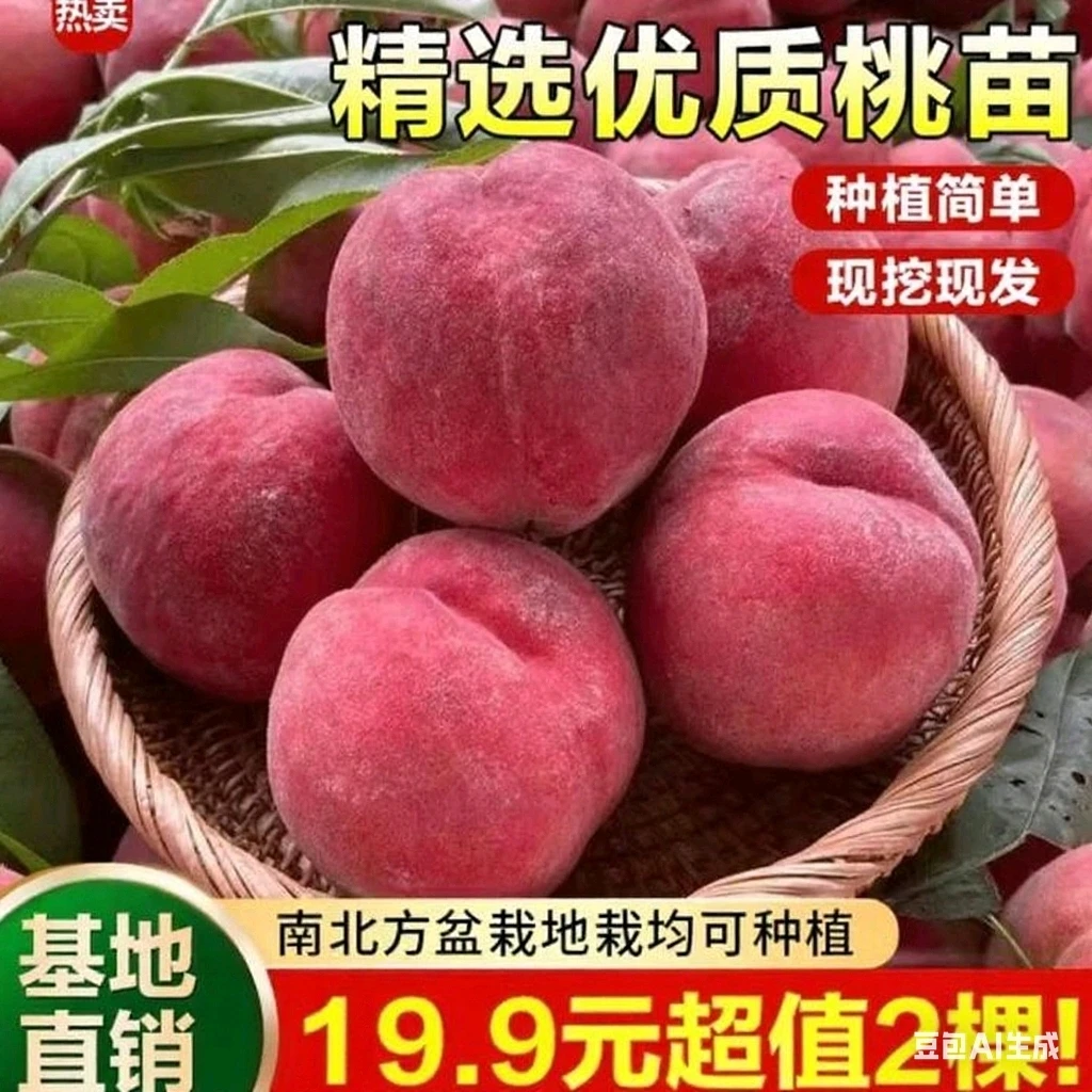 正宗冬桃血桃树苗盆栽地栽阳台庭院南方北方种植当年结果果树苗