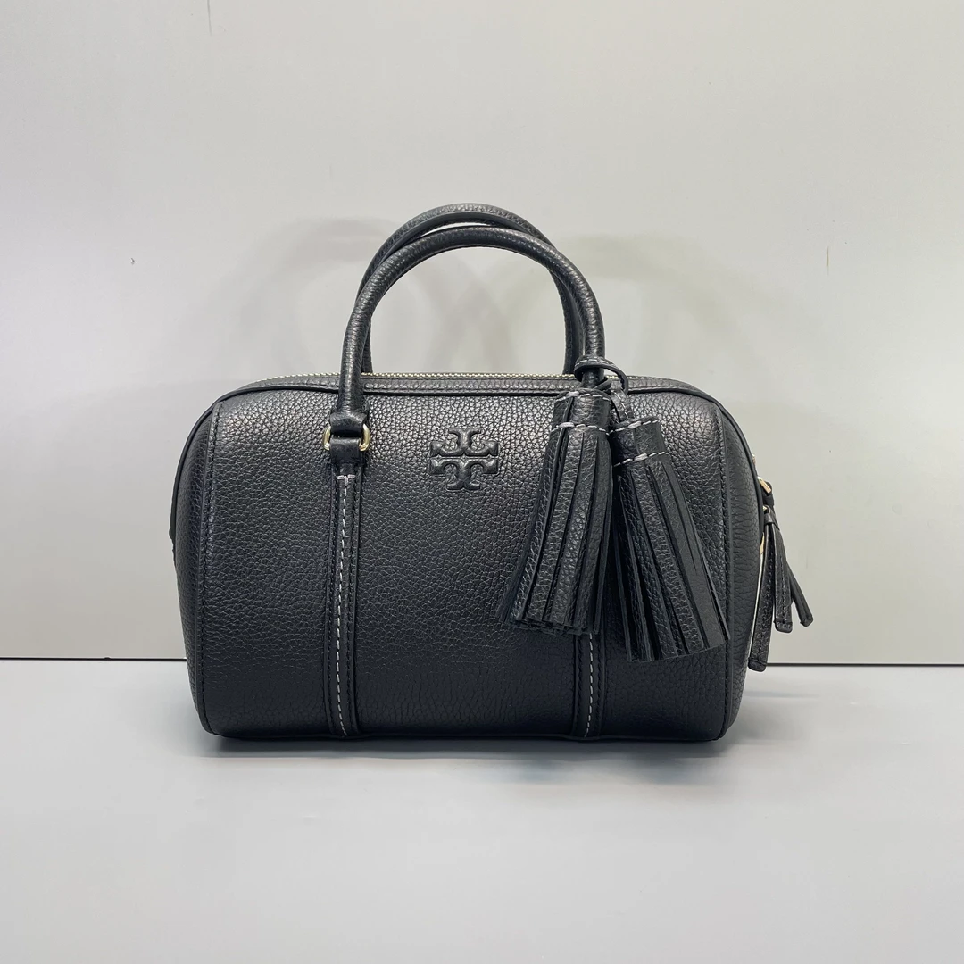 95新 TORY BURCH/汤丽柏琦 黑色小号波士顿包20*15*11cmMB032201