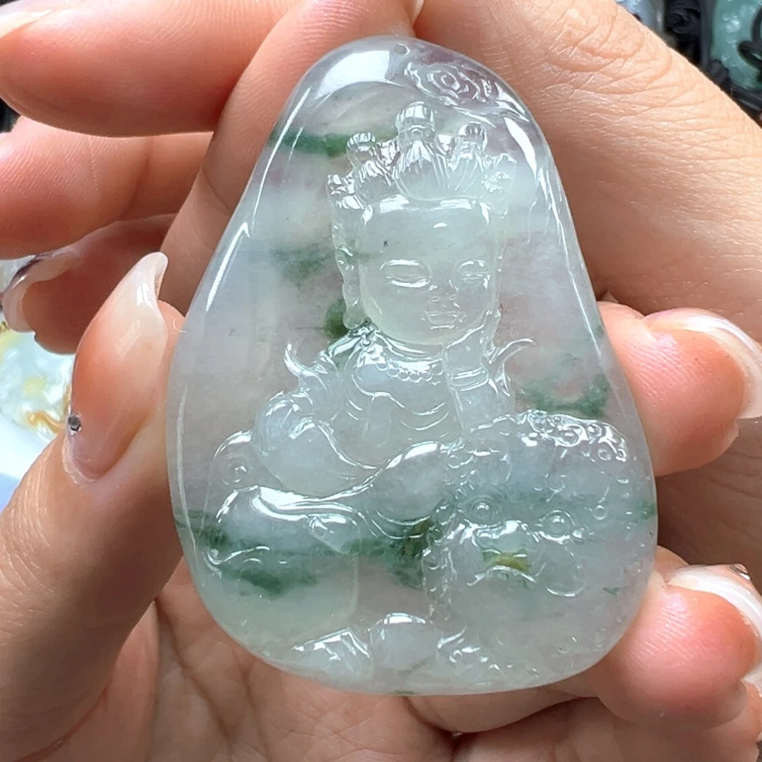 翡翠未镶嵌颈饰文殊