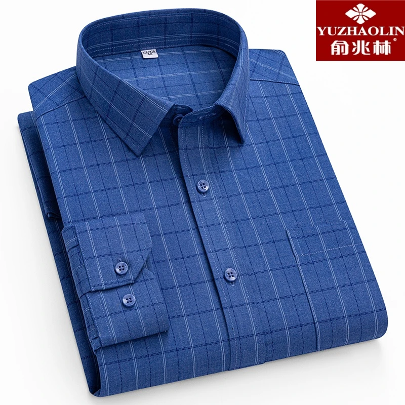 YUZHAOLIN/俞兆林衬衫男士条纹长袖外穿商务时尚百搭舒适高档衬衣