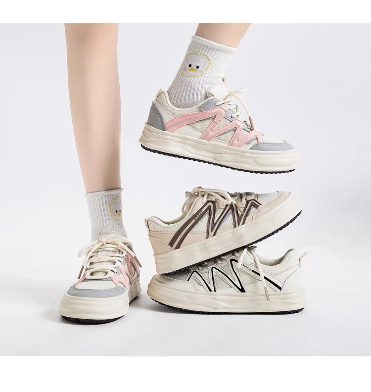 板鞋女2025春季新款增高溶解底韩版百搭设计感休闲运动透气女鞋山