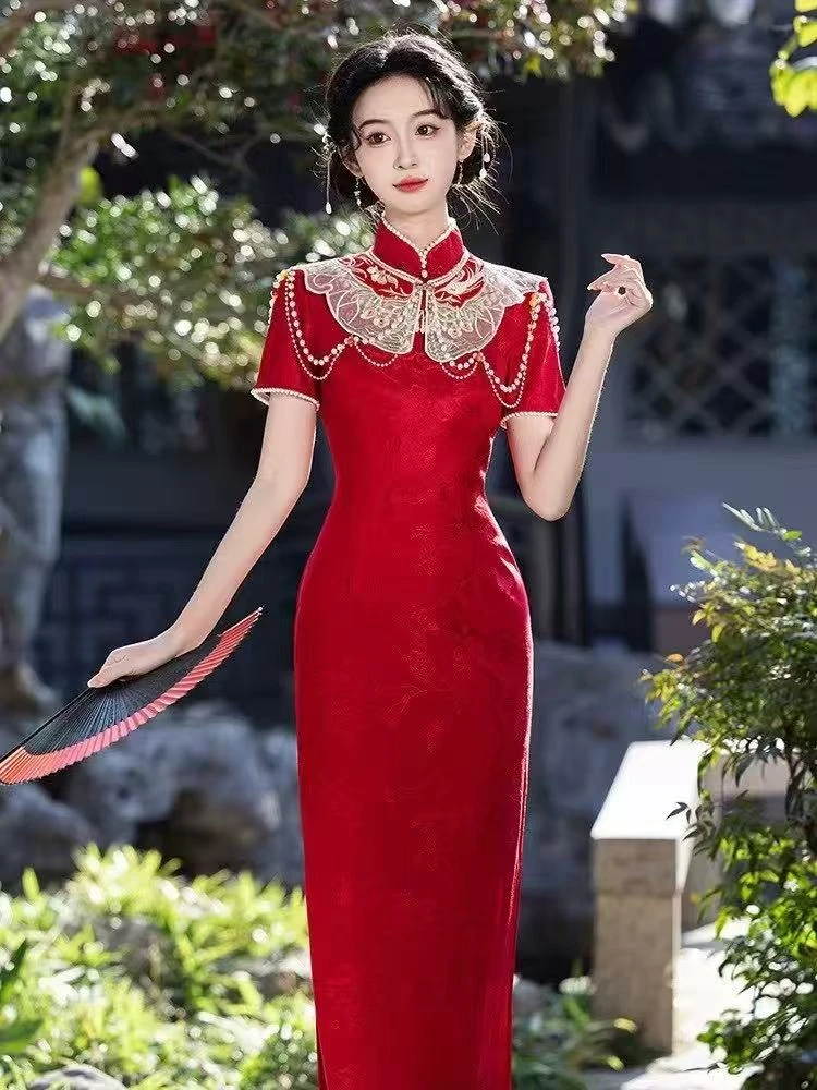 苏故里【鎏金霓裳】传统款新中式气质日常定亲结婚旗袍单层衣长120