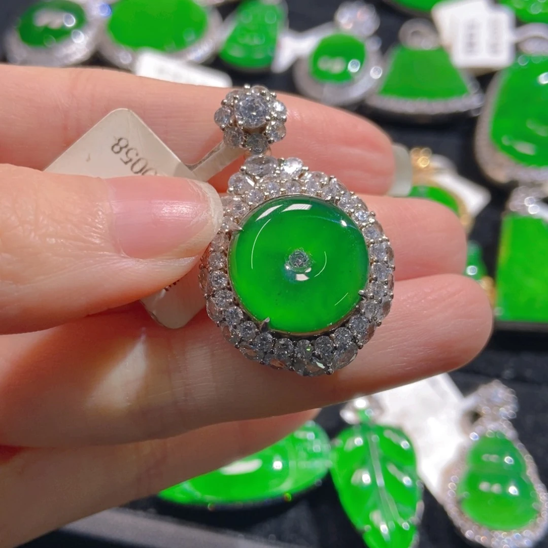 翡翠吊坠(不含链)银S925镶嵌