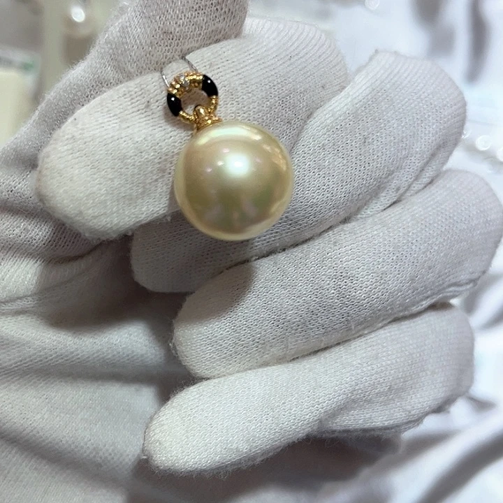 海水珍珠吊坠(不含链)18K金镶嵌15.4mm