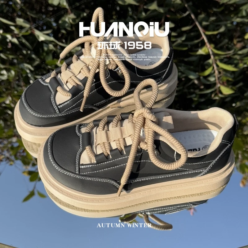 HUANQIU/环球时尚休闲板鞋女2025春季新款舒适女鞋软底运动鞋子女