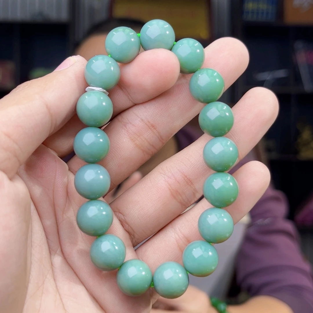 和田玉未镶嵌手串天然和田玉俄罗斯碧玉鸭蛋青瓷蓝卡12