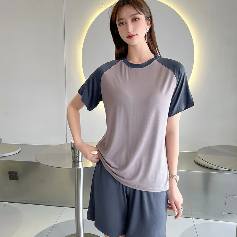 休闲拼色套装-6035