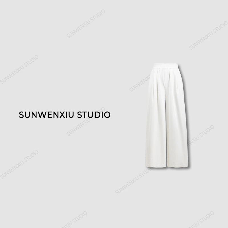 swx studio2店 “老钱裤”全棉简约百搭休闲直筒松紧腰长裤