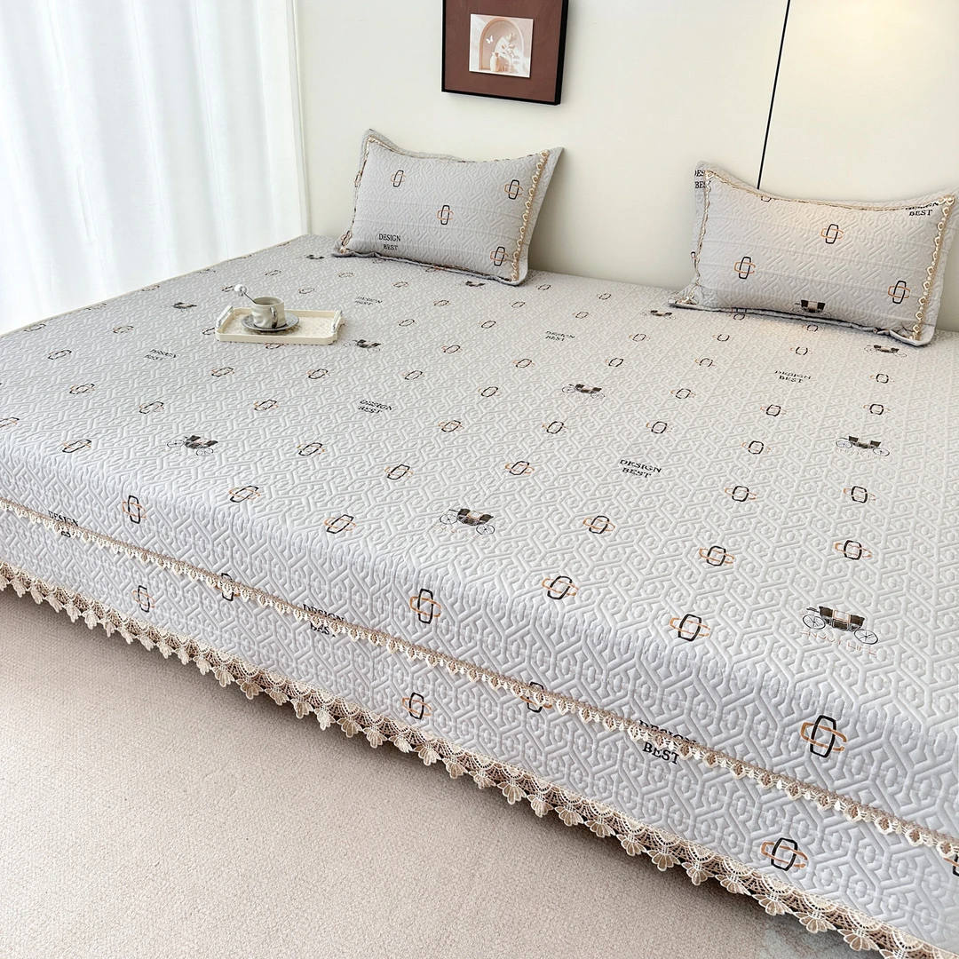 防滑榻榻米纯棉床盖四季通用简约全棉格子款拼接床大炕床单炕裙罩