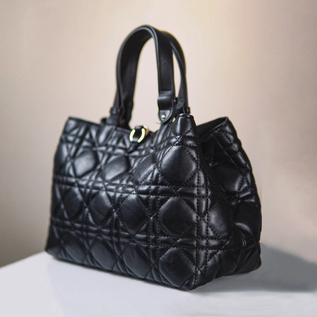 [土著中号]耐磨轻奢简约风夹层拉链袋单肩包手拎包黑色戴妃包经典