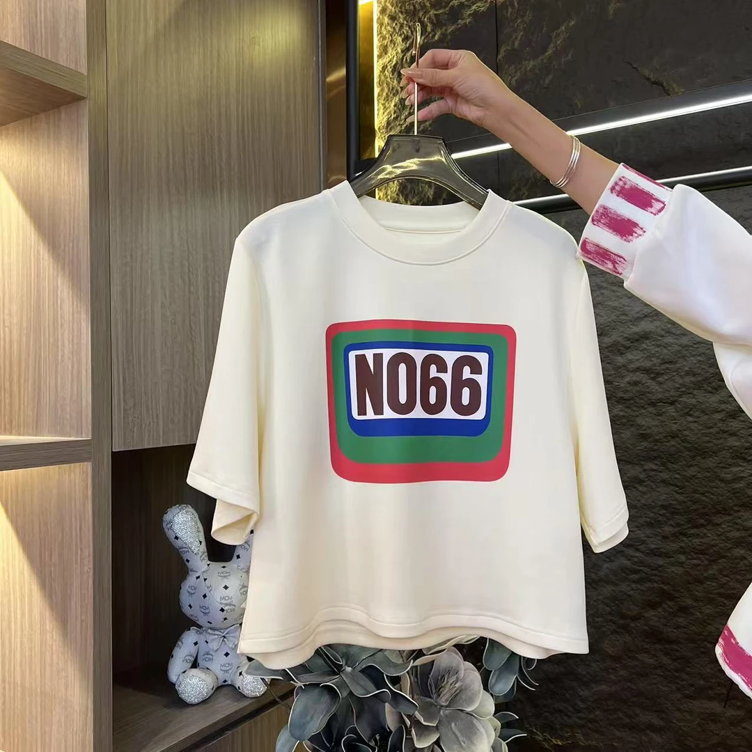 （果果专属）字母圆领时尚百搭时尚设计感短袖上衣A229