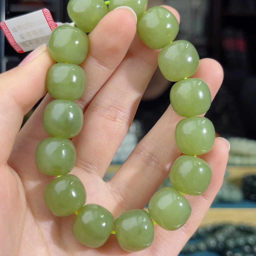 和田玉手链未镶嵌手串纯天然新疆若羌黄口料14mm