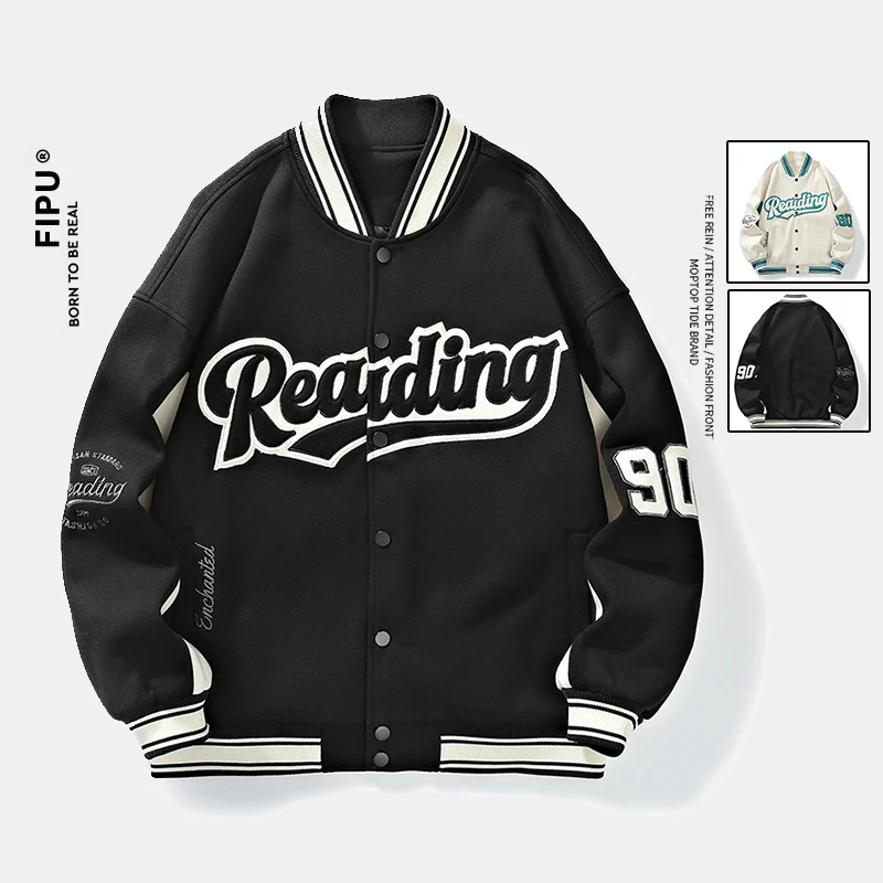 FIPU2025春季新款棒球服外套青少年连帽夹克时尚百搭男女情侣上衣