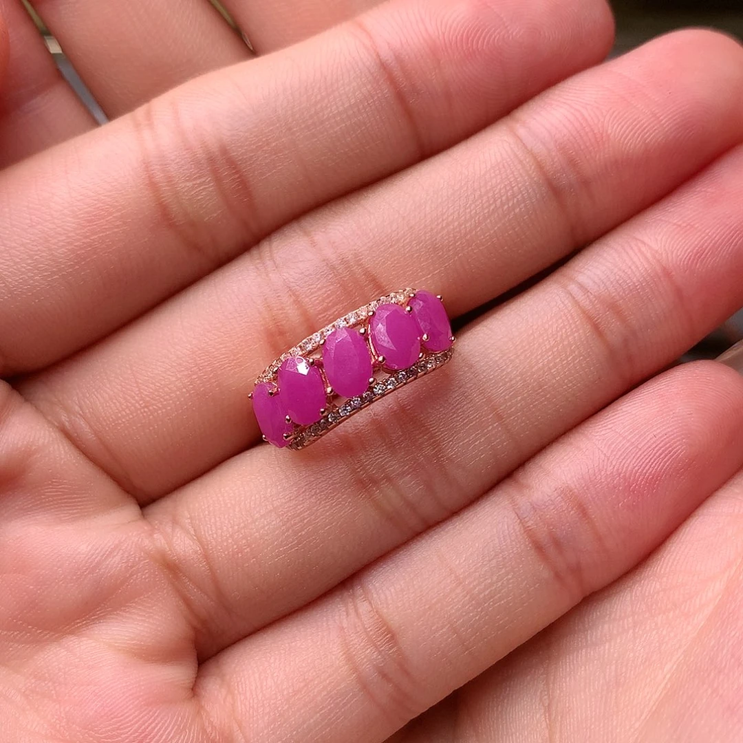 红宝石戒指银S925镶嵌